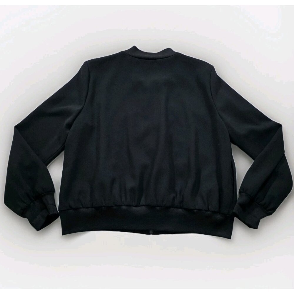 Karen Kane Floral Embroidered Bomber Jacket Womens L Black LS Zip Pockets Lined - Picture 16 of 16